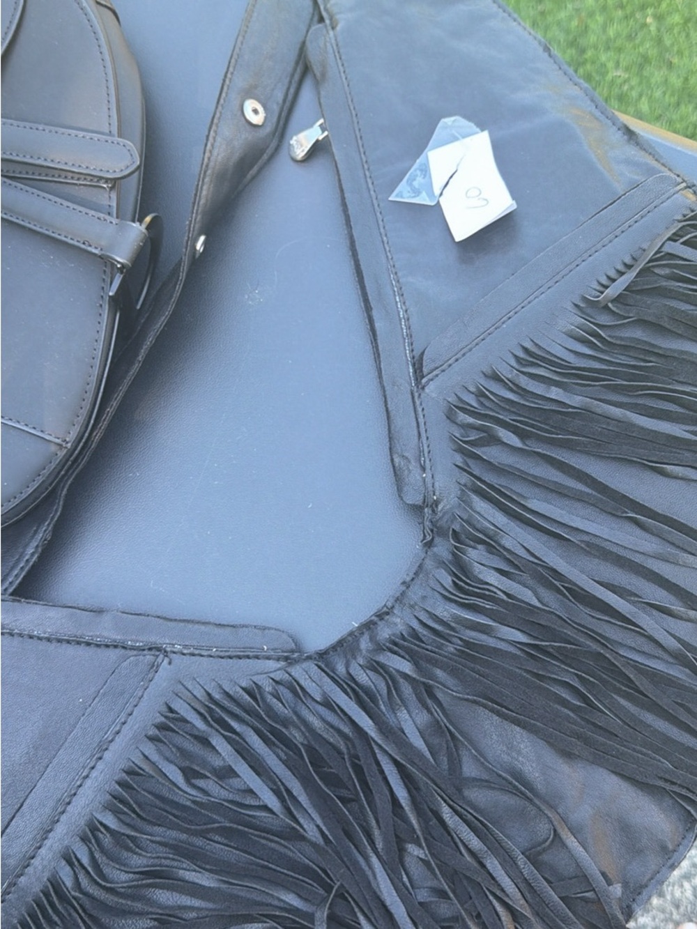 Black Fringe Leather Sash bag